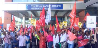 Striking Serco workers at the Bart’s NHS trust in east London – will Serco be the next Carillion?