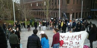 Students at Exeter University, one of a number of universities occupied to support striking lecturers