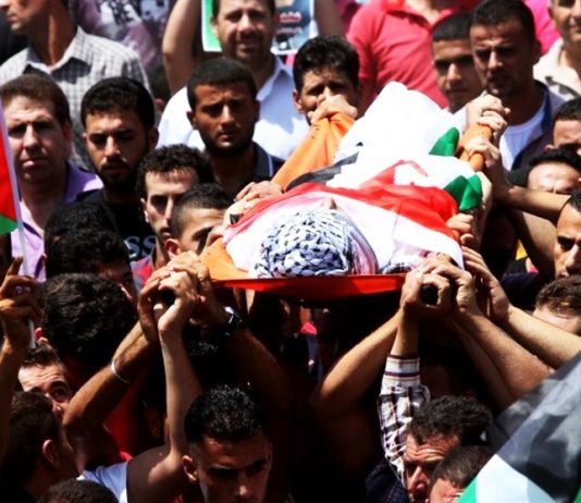 Funeral of a Palestinian youth killed in the occupied West Bank to the south of Nablus