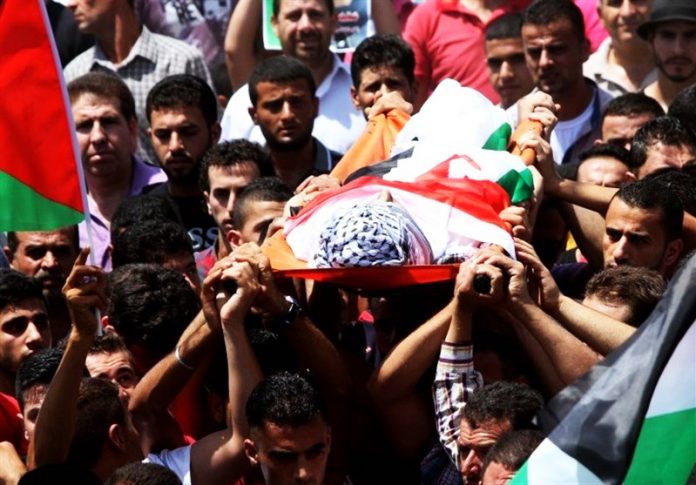 Funeral of a Palestinian youth killed in the occupied West Bank to the south of Nablus