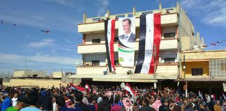 Thousands of residents of Eastern Ghouta turned out to celebrate the liberation from the terrorists