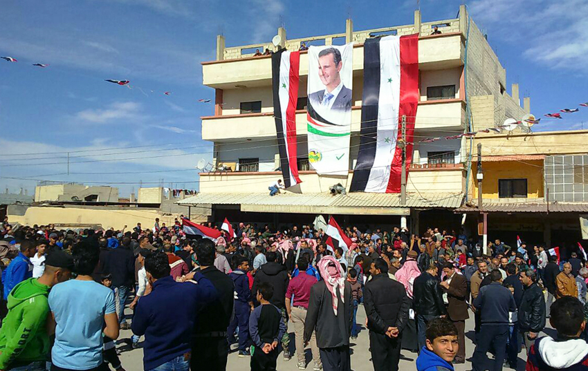Thousands of residents of Eastern Ghouta turned out to celebrate the liberation from the terrorists