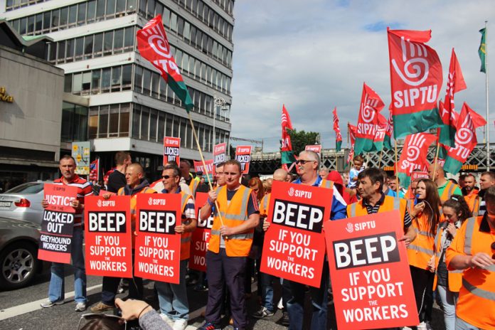 Locked-out Siptu members at Greyhound fighting for better wages and conditions – their members are fighting in both the agriculture sector and telecommunications