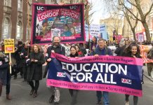 UCU strikers fighting to defend their pensions were joined by students yesterday on a lively march through central London