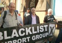 Blacklisting protest – the police and Special Branch have been illegally making lists of workers to be blacklisted for the bosses