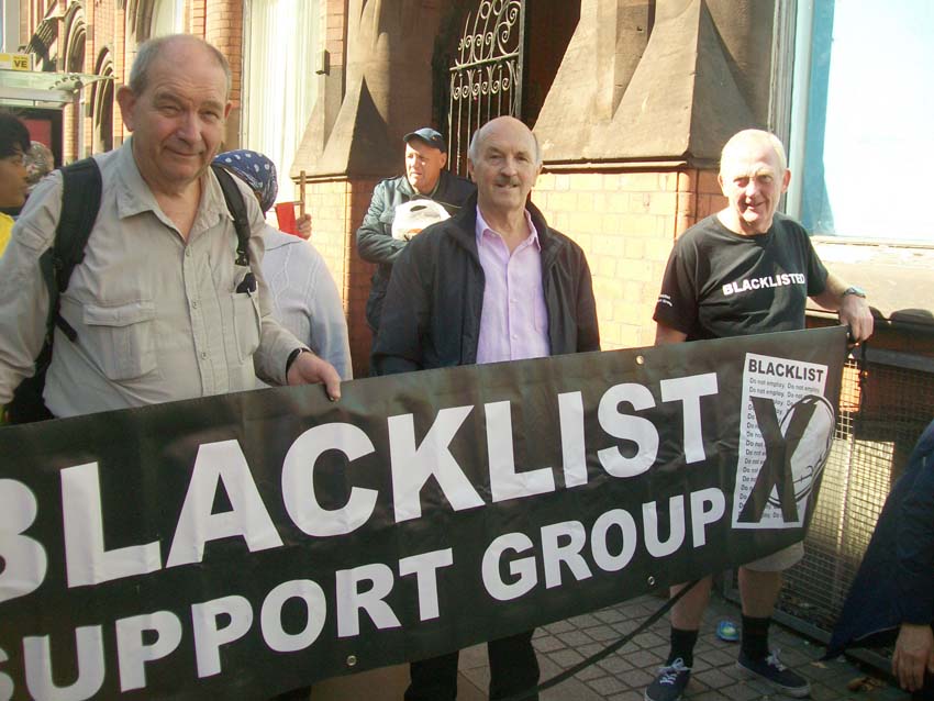 Blacklisting protest – the police and Special Branch have been illegally making lists of workers to be blacklisted for the bosses