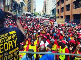 South African unions rally in Johannesburg last Wednesday in defence of their rights