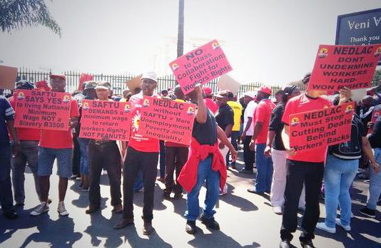 SAFTU protest outside the NEDLAC offices against new anti-union laws