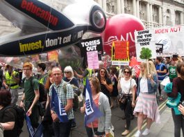 Teachers on the 300,000-strong march to kick the Tories out last July 1st