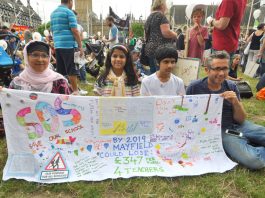 Parents and pupils protest against cuts in funding and loss of teachers