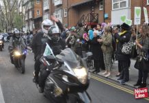 Deen Riders bikers’ ‘Honour Ride for Grenfell’ applauded after the Silent March on Saturday 14th April, ten months after the inferno