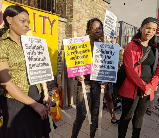 The demonstration in Brixton on Friday night condemned PM May’s ‘deliberately unreachable bar’ for migrants as racism