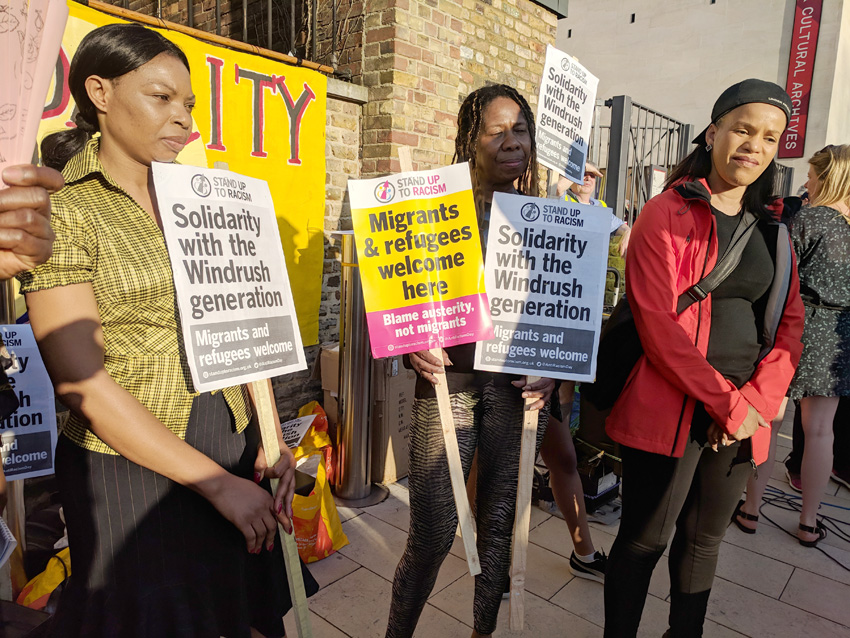 The demonstration in Brixton on Friday night condemned PM May’s ‘deliberately unreachable bar’ for migrants as racism