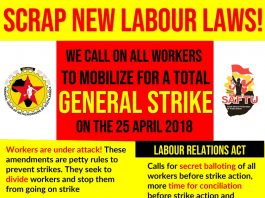 SAFTU poster produced for the 25th April General Strike