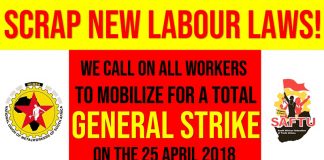 SAFTU poster produced for the 25th April General Strike