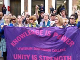 Lewisham Southwark College – one of ten colleges striking against a pay offer of only one per cent