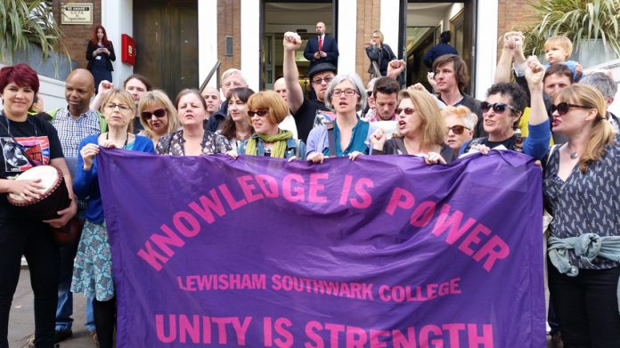 Lewisham Southwark College – one of ten colleges striking against a pay offer of only one per cent