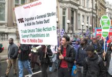 Young Socialists on the march got tremendous support for their demand that the TUC call a general strike to kick the Tories out