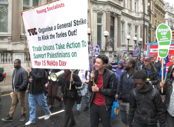 Young Socialists on the march got tremendous support for their demand that the TUC call a general strike to kick the Tories out