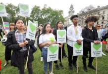 Protesters outside parliament yesterday on behalf of Grenfell tenants who died in the inferno