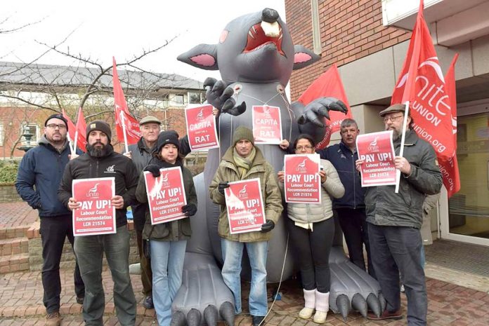 Unite members blacklist protest outside a Capita HQ – Unite say privateers ‘short-change the taxpayer’ and services must be taken back in house