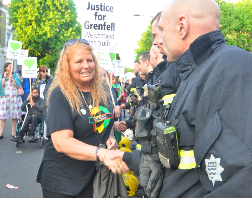 Support for firefighters who risked their lives saving residents of the Grenfell Tower inferno is solid with survivors and local  residents on this month’s Silent March lining up to shake their hands