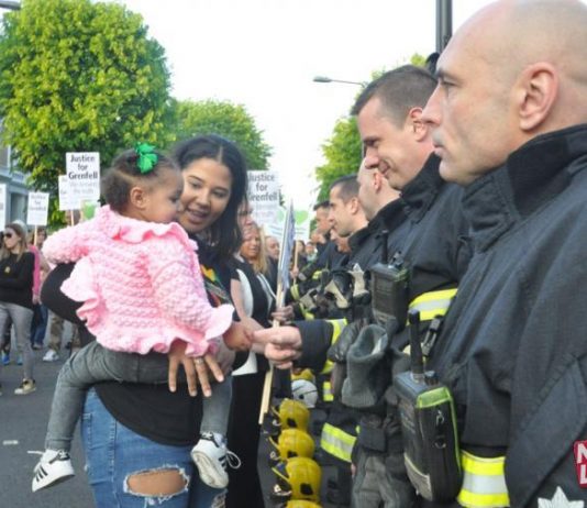 Grenfell families greet firefighters’ Guard of Honour on the Silent March in North Kensington on May 14th