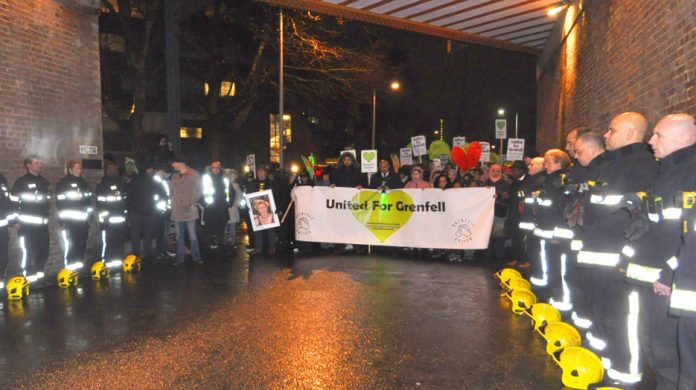 Grenfell firefighters form a Guard of Honour for the silent march – the community supports them 100 per cent