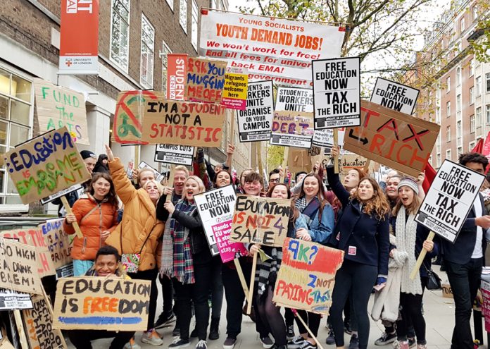 Students on the NUS march demand nationwide action – they demand the end of all fees and for living grants to be restored