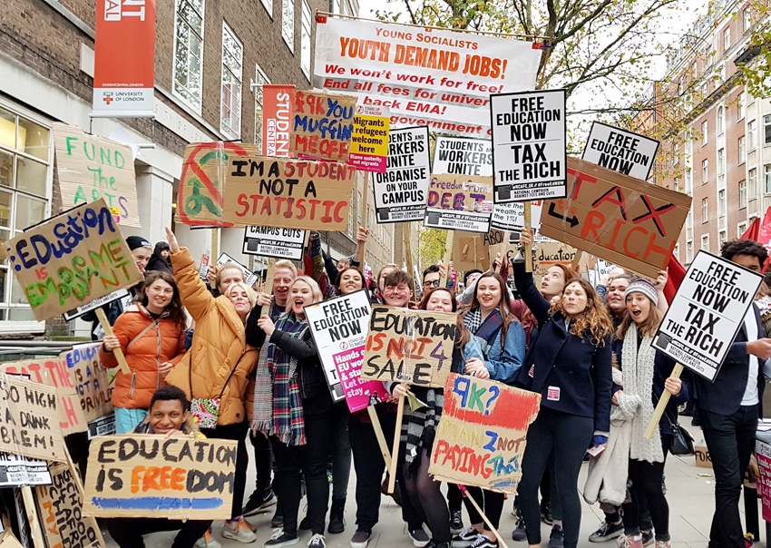 Students on the NUS march demand nationwide action – they demand the end of all fees and for living grants to be restored