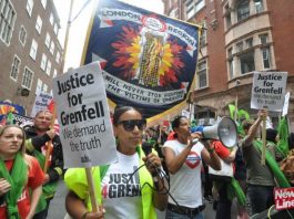 Joint Justice4Grenfell and FBU demonstration to the Home Office on June 16th