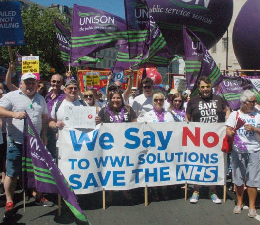 Unison members at Wrightington, Wigan and Leigh NHS Trust are fighting the outsourcing of 900 jobs to subsidiary WWL Solutions