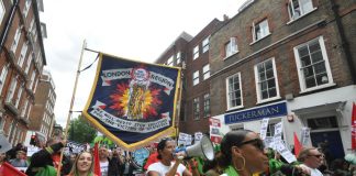 London Region FBU banner on the FBU-Justice4Grenfell joint march last month