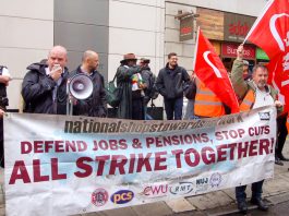 RMT leader Steve Hedley attacked by fascists STEVE HEDLEY addressing a rally in defence of jobs