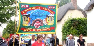 Aslef Banner on the Toldpuddle Martyrs march at a previous festival