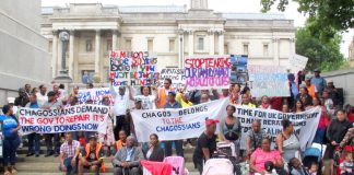 Exiled Chagos Islanders began a five-day sit-in at Trafalgar Square yesterday morning, demanding the right to return to their homeland