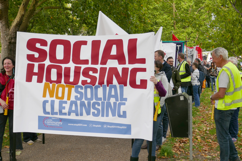 Tenants demanding social housing and protesting at rent rises that are converting them into the working poor