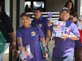 SEIU members at Dulles International Airport marching against the sacking of three colleagues by airport contractor Huntleigh