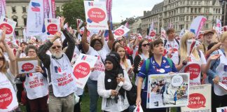 Nurses on the march against the pay cap – they are now very angry at their leaders’ sell-out of their pay claim