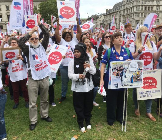 Nurses on the march against the pay cap – they are now very angry at their leaders’ sell-out of their pay claim