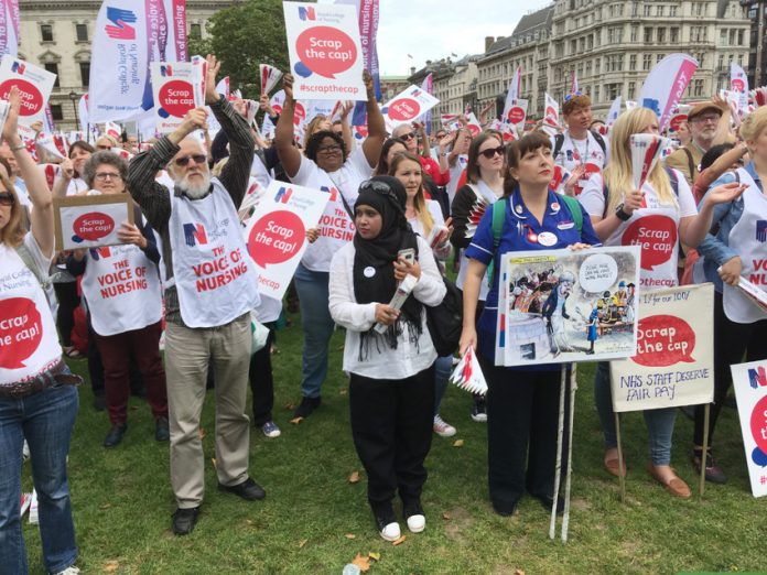 Nurses on the march against the pay cap – they are now very angry at their leaders’ sell-out of their pay claim