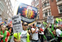 FBU members march with Grenfell survivors