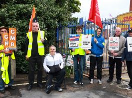 Remploy workers on the picket line in Norwich in 2012 in a struggle to save their jobs– the last decade has seen 600,000 manufacturing workers lose their jobs