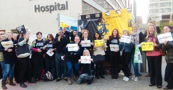 Radiographers outside St Thomas’ Hospital in London during the national pay strike – the Royal College of Radiologists have declared a ‘Red Alert’