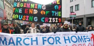 Tenants marching on London’s City all demanding more council homes