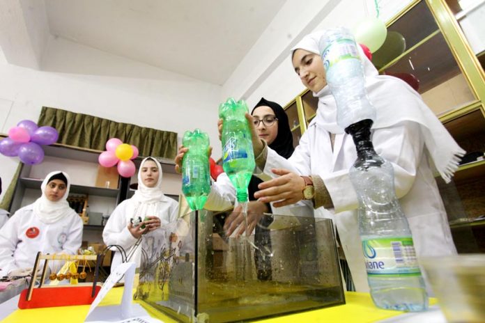 Science class in a Palestinian school in Gaza – UNRWA funding for 700 schools in Gaza will run out in September
