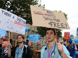 Junior doctors on a demonstration fighting against cuts and for better wages for NHS staff – there is another winter crisis looming