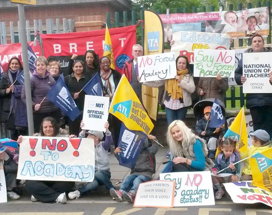 Demonstration against a forced academy at St Andrew & St Francis School in Brent