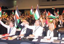 Delegates at the TUC Congress earlier this month showing their support for Palestine – a resolution at the Labour Party Conference demanded end the siege of Gaza