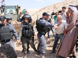 The US ‘threatens to plunge the entire region into chaos, violence and instability’ Israeli military bulldozer razing Palestinian farmland